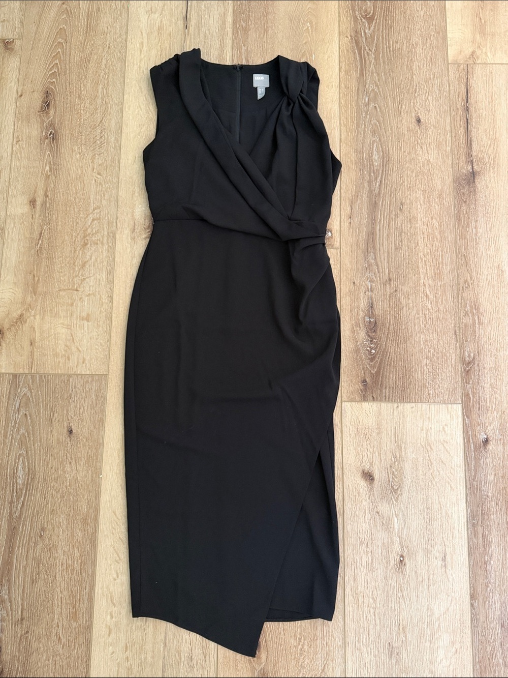 ASOS | Black Sleeveless Wrap Midi Dress | size 6